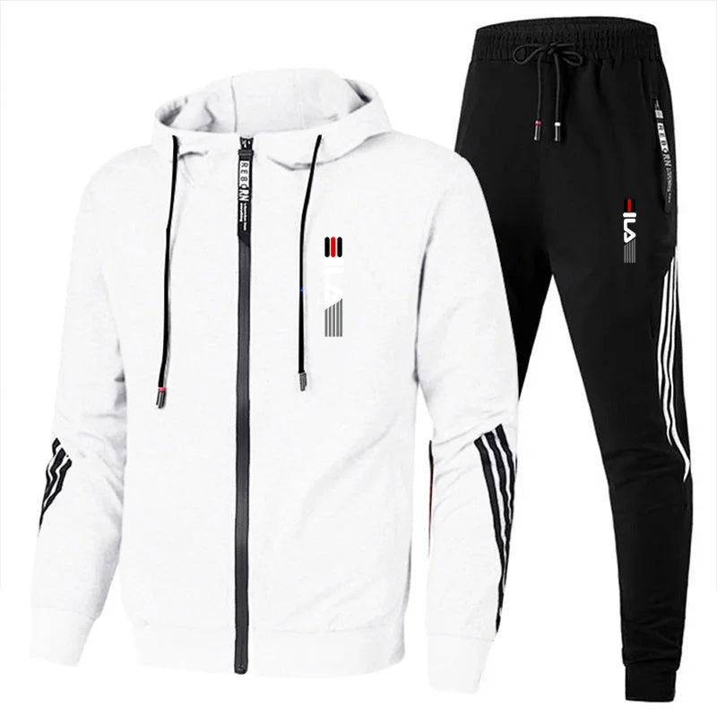 2024 Men's Hoodie+Pants Two Piece Set Hoodie Jacket Sports Zipper Sports Set Sports Jogging Leisure Fitness Men's Clothing