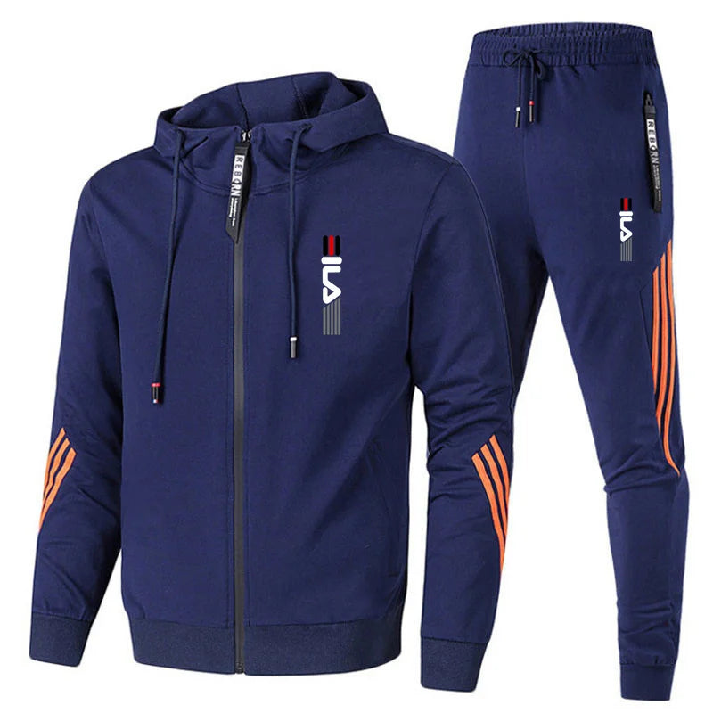 2024 Men's Hoodie+Pants Two Piece Set Hoodie Jacket Sports Zipper Sports Set Sports Jogging Leisure Fitness Men's Clothing