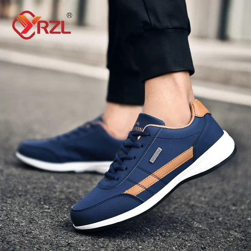 YRZL Men Shoes Spring Autumn Waterproof Walking Sneakers Leisure Male Leather Sports Shoes Non-Slip Footwear Tennis for Men