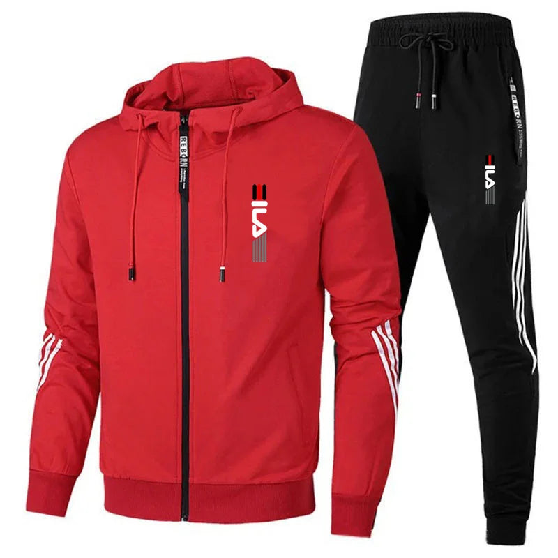 2024 Men's Hoodie+Pants Two Piece Set Hoodie Jacket Sports Zipper Sports Set Sports Jogging Leisure Fitness Men's Clothing