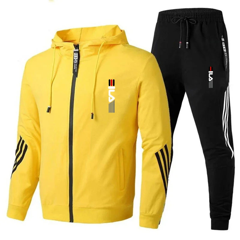 2024 Men's Hoodie+Pants Two Piece Set Hoodie Jacket Sports Zipper Sports Set Sports Jogging Leisure Fitness Men's Clothing