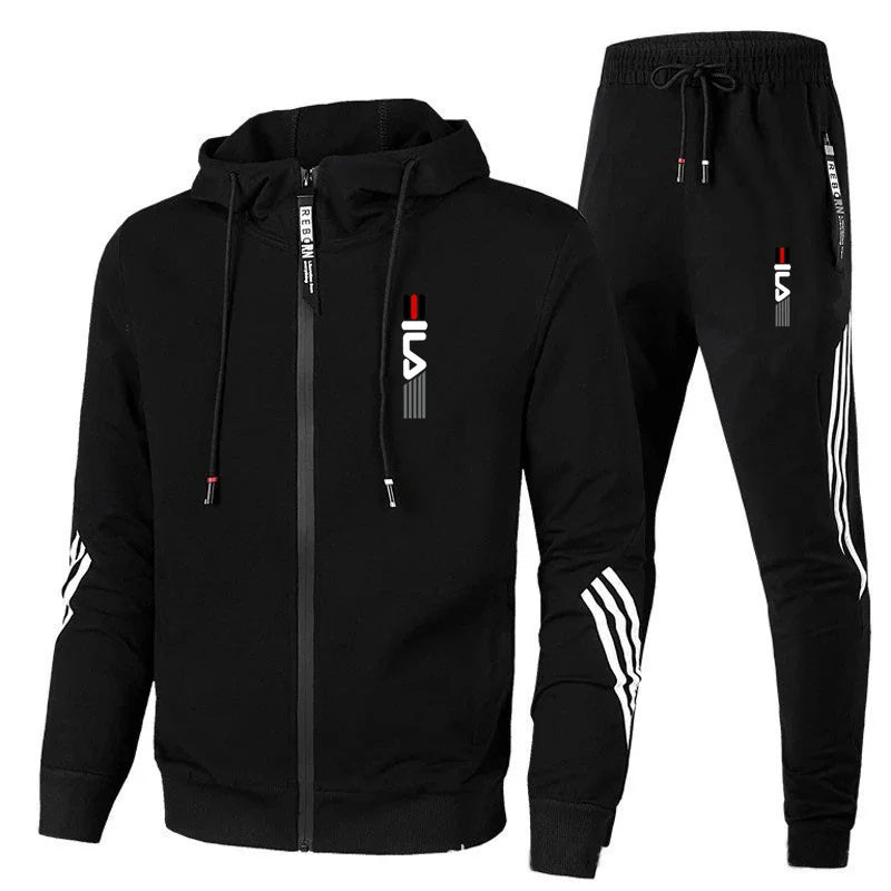 2024 Men's Hoodie+Pants Two Piece Set Hoodie Jacket Sports Zipper Sports Set Sports Jogging Leisure Fitness Men's Clothing