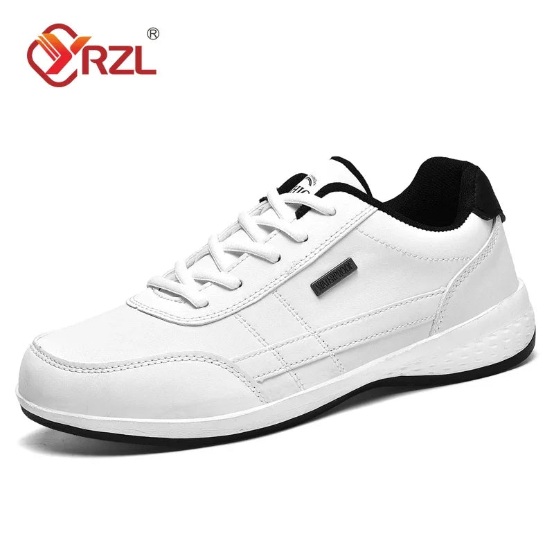 YRZL Men Shoes Spring Autumn Waterproof Walking Sneakers Leisure Male Leather Sports Shoes Non-Slip Footwear Tennis for Men