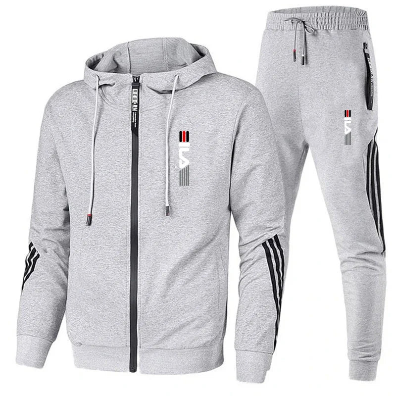 2024 Men's Hoodie+Pants Two Piece Set Hoodie Jacket Sports Zipper Sports Set Sports Jogging Leisure Fitness Men's Clothing